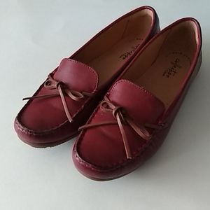 Clarks red loafers